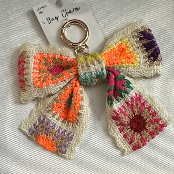 Accessories - Keychain/Bag Charm Colorful Crochet Bow  (NWTs)